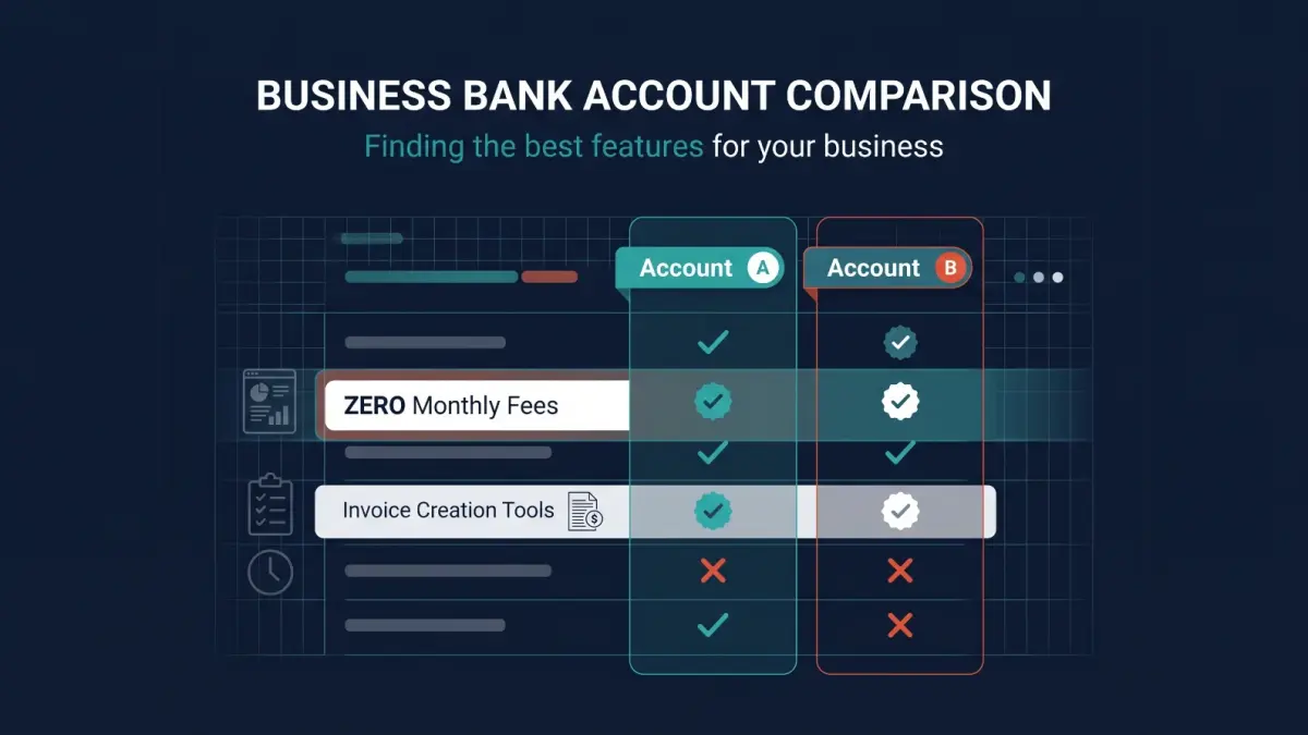 Comparison of features among top freelance business bank accounts