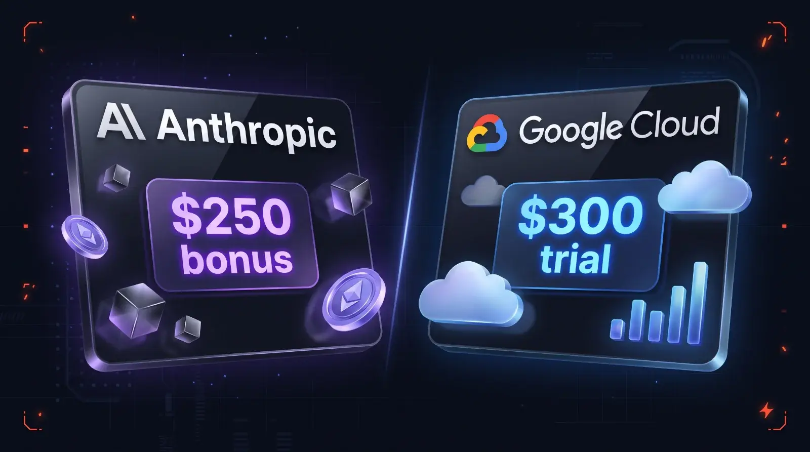 Comparison of free AI credits from Anthropic and Google Cloud