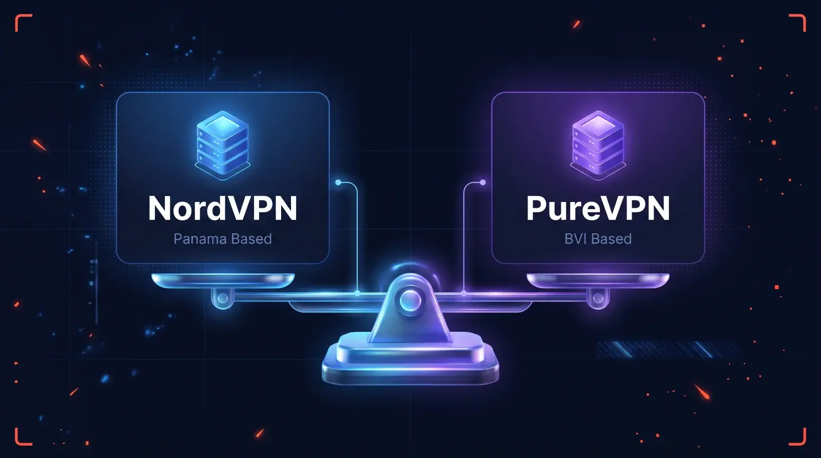 Diagram comparing the base jurisdictions and server structures of NordVPN and PureVPN