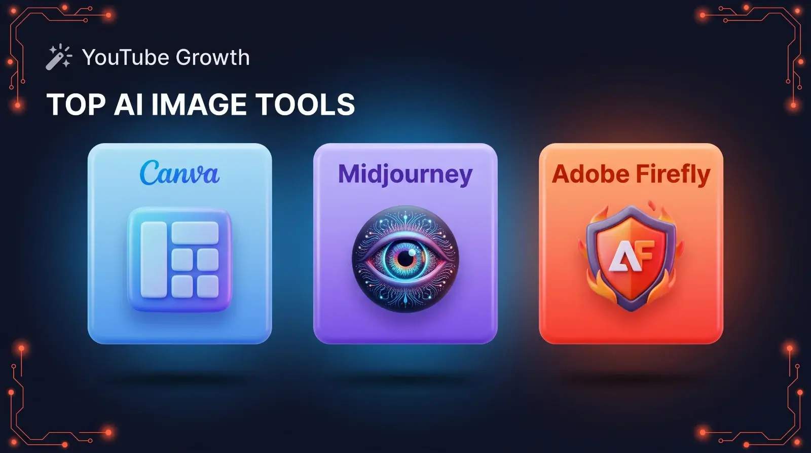 Comparison between Canva, Midjourney, and Adobe Firefly AI thumbnail generators
